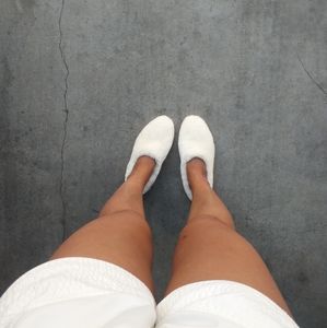 Fur flats white shoes size 37